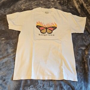 Graphic Tee with Butterfly and Flames